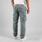 Men's Cargo Trousers with Relaxed Fit & Side Pockets - Back Full Pose