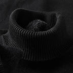Men's Ribbed Turtleneck Sweater with Tailored Fit - Collar Detail Dark