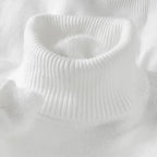 White Men's Ribbed Turtleneck Sweater with Tailored Fit — Luke - Collar Closeup
