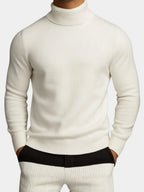 Men's Ribbed Turtleneck Sweater with Tailored Fit - Worn Lifestyle Pants