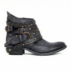 Women's Vintage Chain Boots with Studded Straps & Buckle Detail — Kate