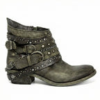 Women's Vintage Chain Boots with Studded Straps & Buckle Detail — Kate