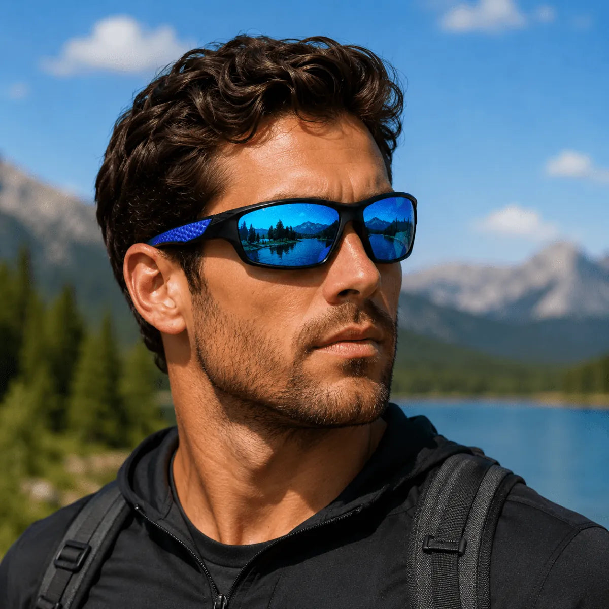 Blue Men's Polarized Sunglasses with UV400 Protection & Lightweight Comfort Fit