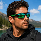 Men's Polarized Sunglasses with UV400 Protection & Lightweight Comfort Fit - Lake Pine Pose