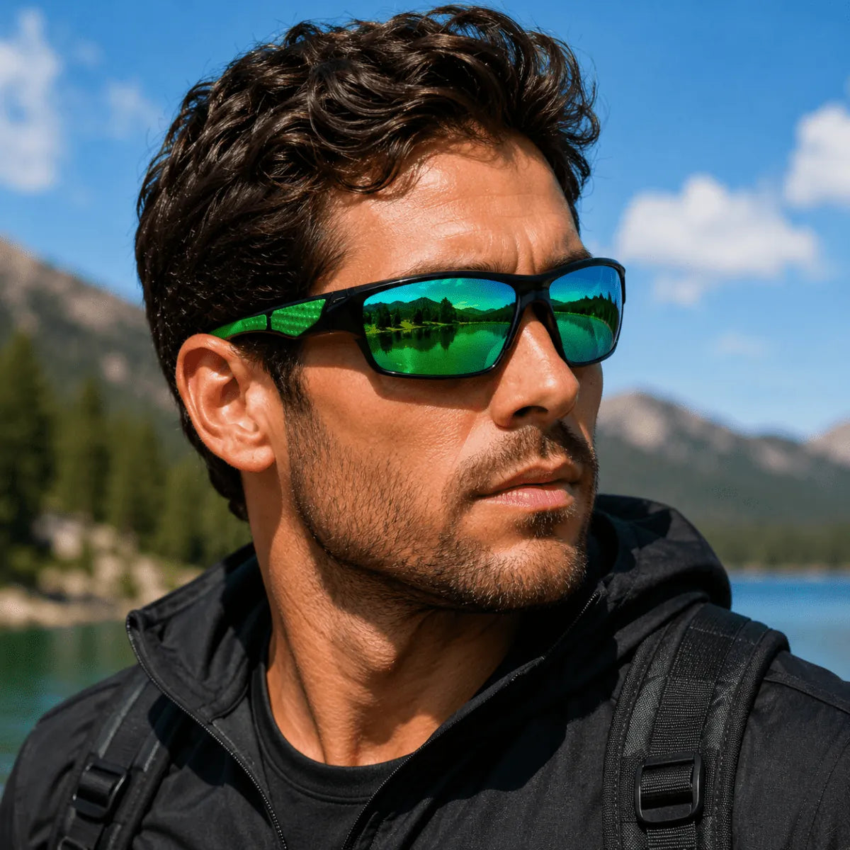 Green Men's Polarized Sunglasses with UV400 Protection & Lightweight Comfort Fit