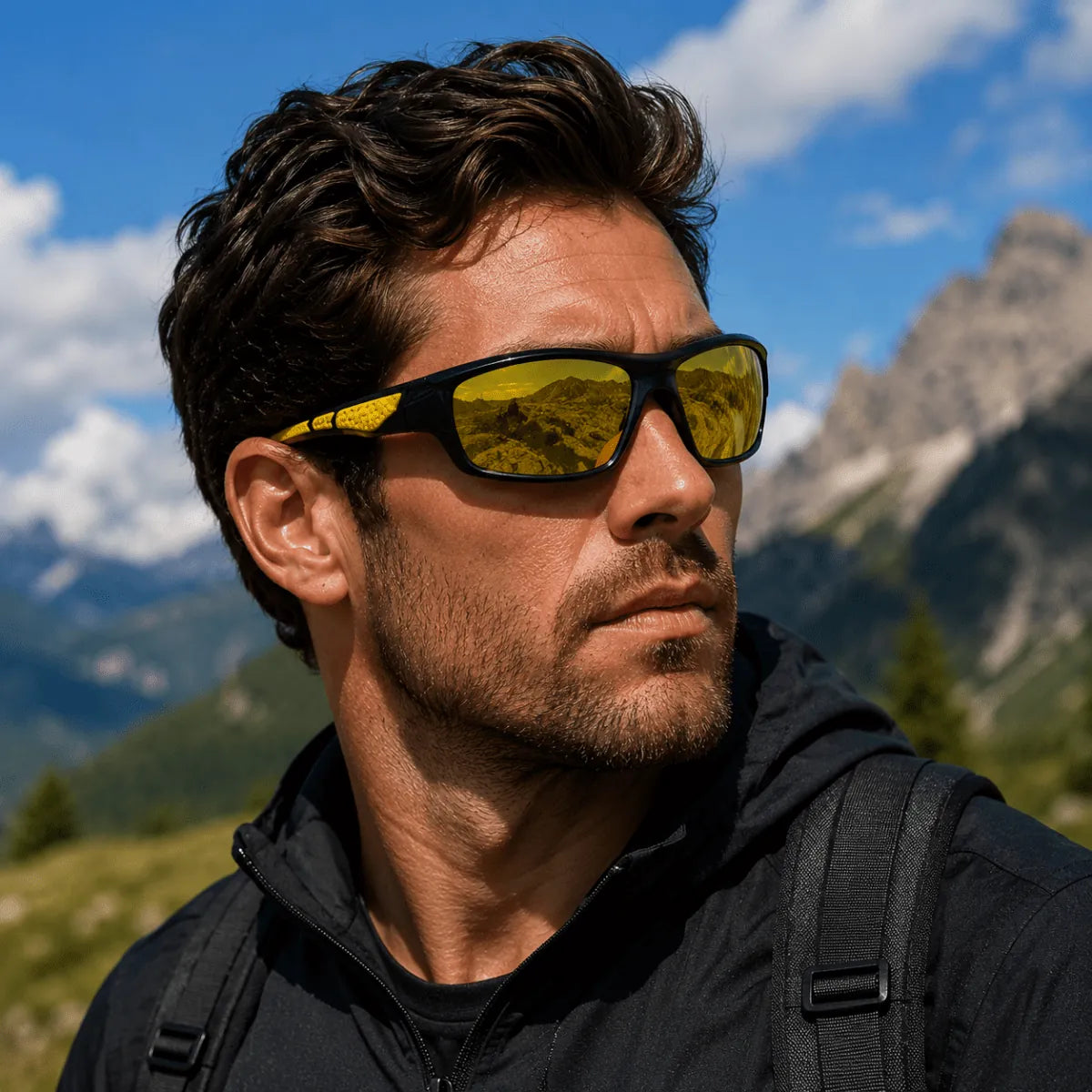 Yellow Men's Polarized Sunglasses with UV400 Protection & Lightweight Comfort Fit