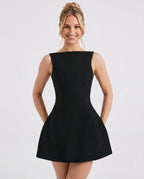 Women's Ruched Mini Dress with Stretch Bodycon Fit - Front Close Up