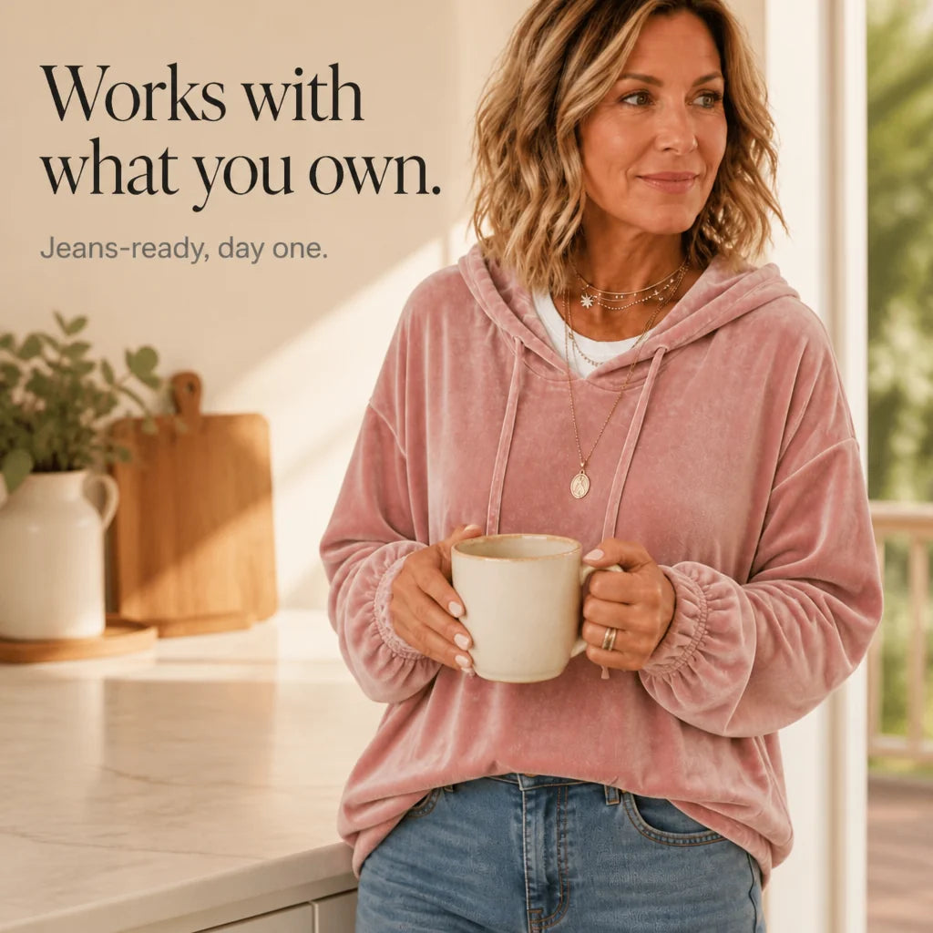 Women's Velvet Hoodie with Ruffle Cuffs & Dropped Shoulder - Lifestyle Outdoor