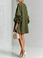 Women's Mini Dress with Appliqué Cuffs & Button-Front Detail - Back View