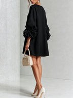 Women's Mini Dress with Appliqué Cuffs & Button-Front Detail