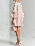 Women's Mini Dress with Appliqué Cuffs & Button-Front Detail