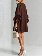 Women's Mini Dress with Appliqué Cuffs & Button-Front Detail