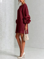 Women's Mini Dress with Appliqué Cuffs & Button-Front Detail