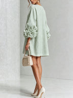 Women's Mini Dress with Appliqué Cuffs & Button-Front Detail