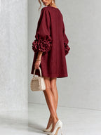 Women's Mini Dress with Appliqué Cuffs & Button-Front Detail