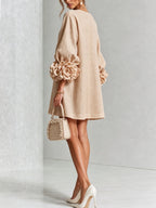 Women's Mini Dress with Appliqué Cuffs & Button-Front Detail