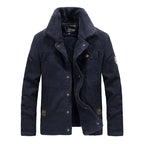 Men's Sherpa Field Jacket with Stand Collar & Snap-Button Front - Front Studio