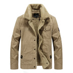 Men's Sherpa Field Jacket with Stand Collar & Snap-Button Front - Front Pocket Detail