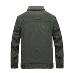 Men's Sherpa Field Jacket with Stand Collar & Snap-Button Front - Back Full