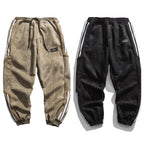 Men's Sherpa-Lined Jogger Pants with Striped Side Panels - Flat Lay Comparison