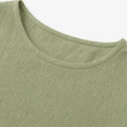 Women's Side-Button Relaxed-Fit Linen Blend Top - Neckline Close Up