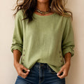 Green Women's Side-Button Relaxed-Fit Linen Blend Top