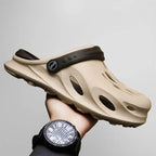 Brown Men's Slip-On Clogs — Henry Cushioned Lightweight Ventilated - Hand Held Tilted View