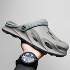 Gray Men's Slip-On Clogs — Henry Cushioned Lightweight Ventilated - Hand Held Front Angle