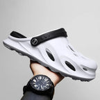 White Men's Slip-On Clogs — Henry Cushioned Lightweight Ventilated - Hand Held Studio Angle