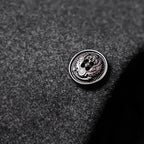 Men's Overcoat with Stand Collar & Single-Breasted Wool Front - Button Detail
