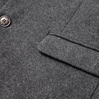 Men's Overcoat with Stand Collar & Single-Breasted Wool Front - Pocket Detail