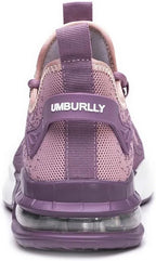 Purple Women's Steel Toe Sneakers with Air Cushion Sole & Lace-Up Closure - Back Close Up