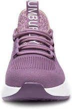 Purple Women's Steel Toe Sneakers with Air Cushion Sole & Lace-Up Closure - Front Close Up