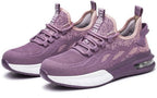Purple Women's Steel Toe Sneakers with Air Cushion Sole & Lace-Up Closure - Studio Pair Angle