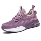 Purple Women's Steel Toe Sneakers with Air Cushion Sole & Lace-Up Closure - Studio Side Full