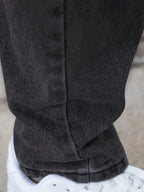 Men's Straight Leg Jeans with Elastic Cuffs & Relaxed Fit - Cuff Detail