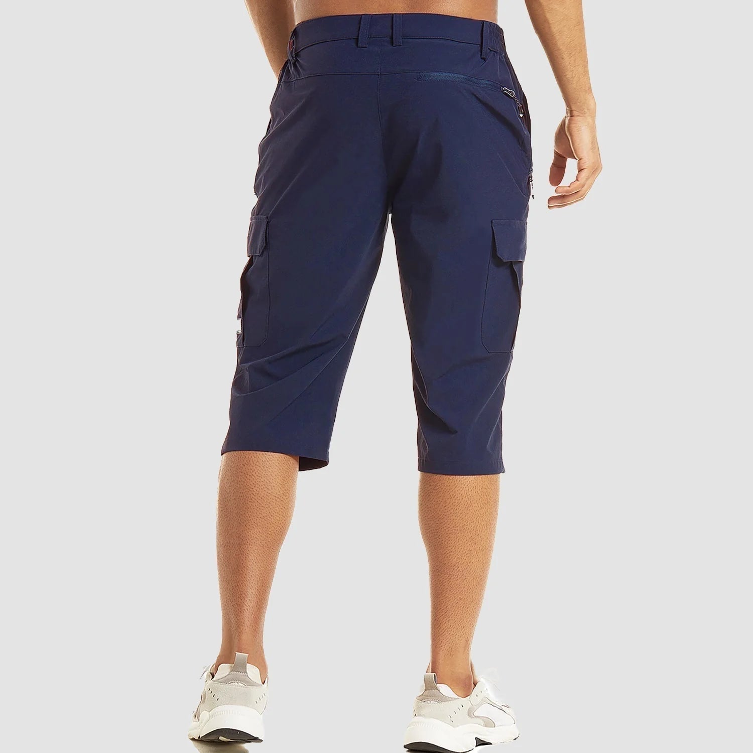 Dark Purple Men's Stretch Cargo Pants — Desmond Slim Fit Multi-Pocket Shorts - Back Full
