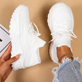 White Women's Chunky Platform Sneakers — Heidi Everyday Cushioned Lace-Up