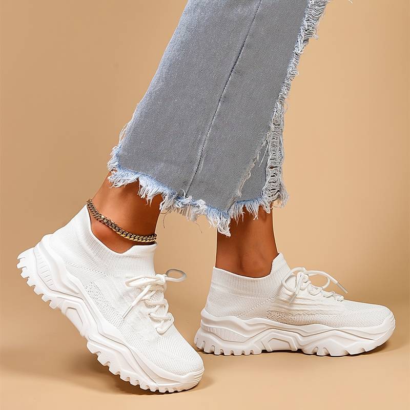 Women's Chunky Platform Sneakers — Heidi Everyday Cushioned Lace-Up