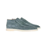 Green Men's Suede Ankle Loafers — Ottilie Slip-On Moc Toe Casual - Side Pair