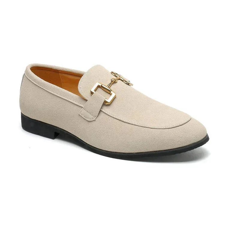 Nude Men's Suede Loafers — Paige Horsebit Slip-On Dress Shoes - Front Full