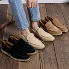 Beige Men's Suede Loafers — Cami Slip-On Moccasin Casual - Worn Lifestyle Trio