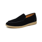 Black Men's Suede Loafers — Cami Slip-On Moccasin Casual - Side Angle