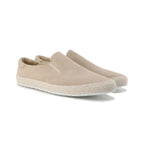 Beige Men's Suede Slip-On Shoes — Ruby Espresso Espadrille Casual - Front Pair Angle