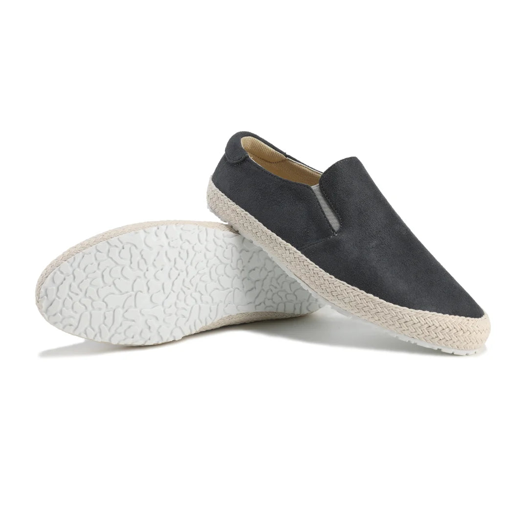 Gray Men's Suede Slip-On Shoes — Ruby Espresso Espadrille Casual - Sole Detail