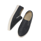 Gray Men's Suede Slip-On Shoes — Ruby Espresso Espadrille Casual - Top Flat Lay