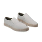 Beige Men's Suede Slip-On Espadrille Shoes — Alexa Vacation Loafers - Studio White Pair