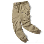Men's Tapered Cargo Trousers with Elasticated Waist & Cuffed Ankle - Flat Lay