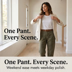 Women's High-Waisted Utility Pants with Tapered Fit & Ruched Ankle Cuff - Olive Lifestyle Ad Blazer