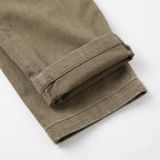 Women's High-Waisted Utility Pants with Tapered Fit & Ruched Ankle Cuff - Khaki Cuff Detail